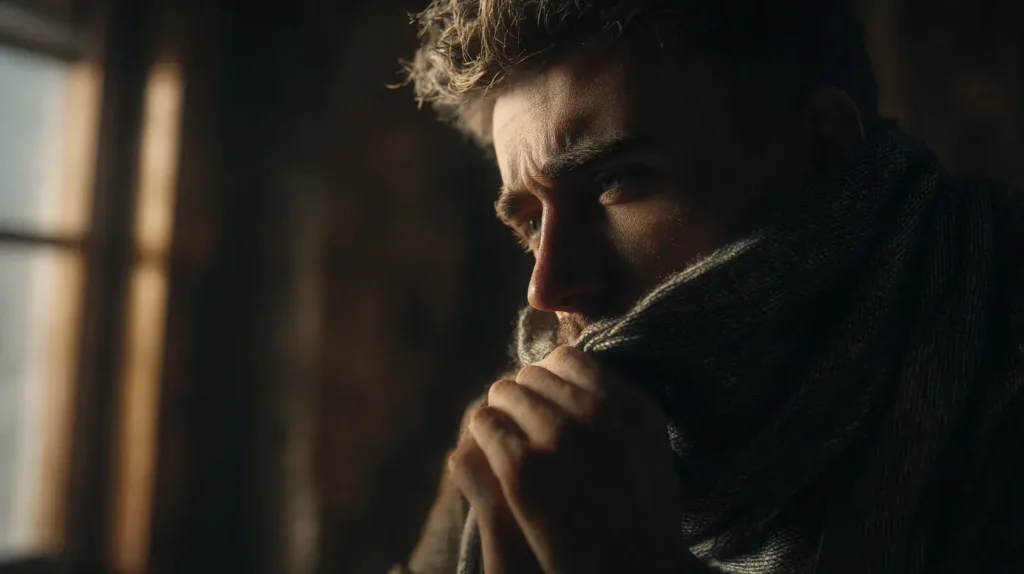 propolis apaise les maux de gorges, on voit une personne souffrant de la gorge, grâce à ce complément alimentaire il se ressent à nouveau mieux