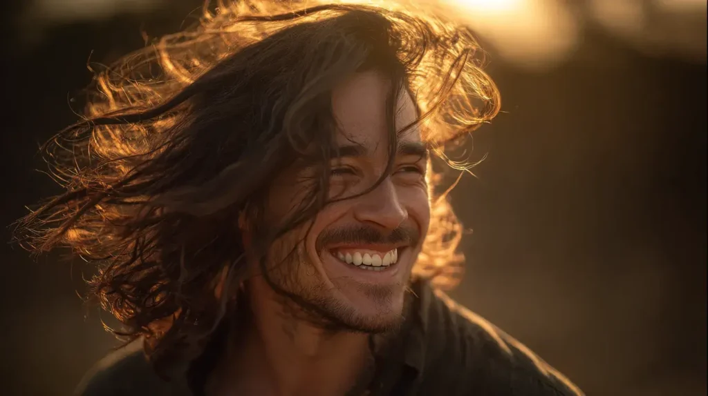 ginkgo biloba cuir protège le cuir chevelu, on voit un homme avec des cheveux en excellent état