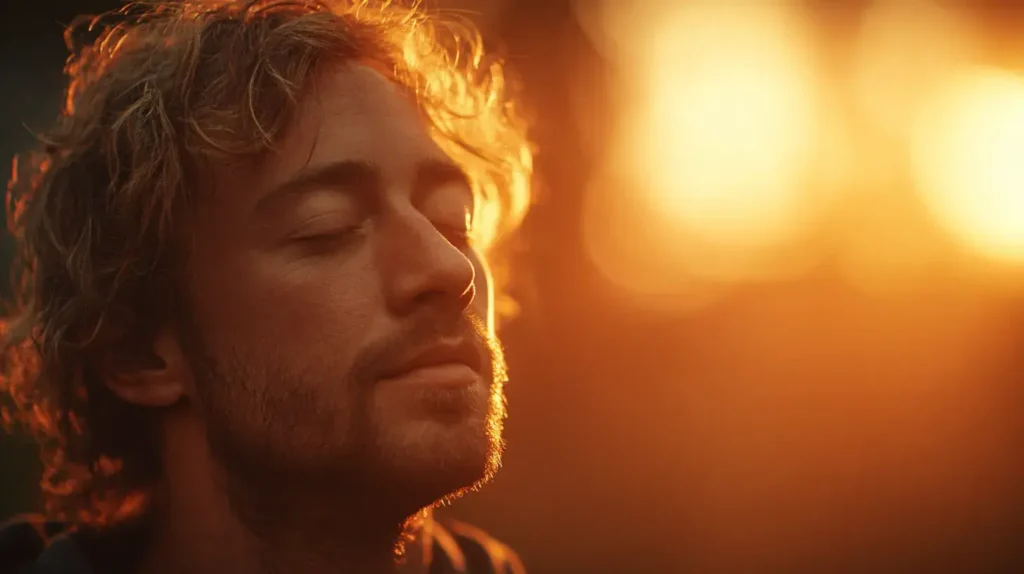 basilic sacré Tulsi aide à réduire le stress, on voit un homme appaisé grâce à ce complément alimentaire