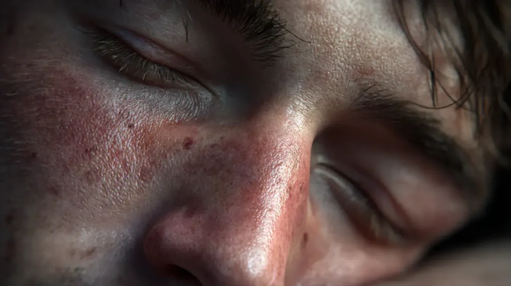 gros plan sur un homme endormi 