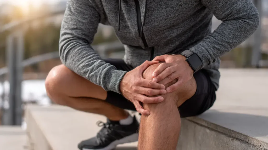 compléments pour les articulations, on voit un homme qui s'est blessé et prend le pack articulation pour ses douleurs