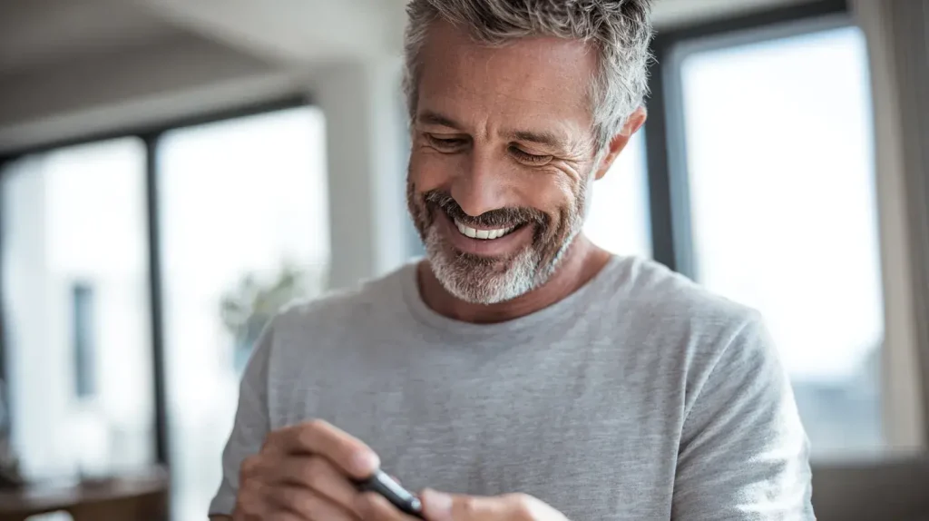 chrome réduit la glycémie, on voit un  homme en meilleure forme grâce à ce complément alimentaire