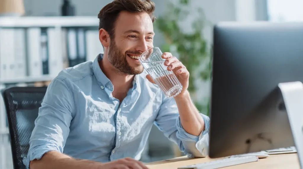 un homme bois de l'eau