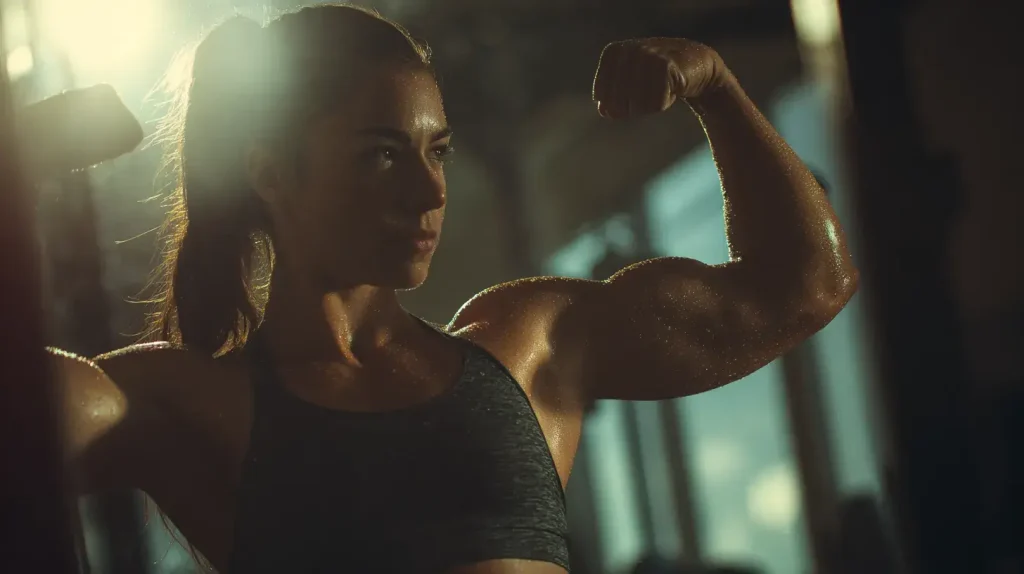 Femme qui fait de la force grâce au pack gain de force nutriforce