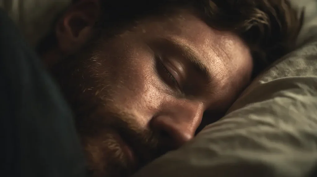 homme qui dort mieux grâce aux complément alimentaire sommeil de la marque nutriforce dans le pack sommeil profond