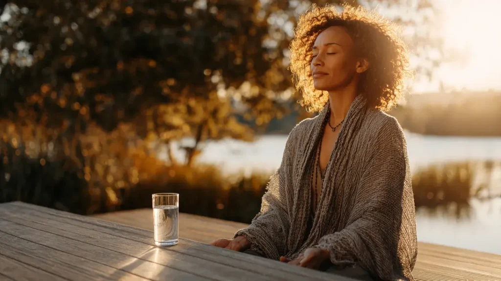 femme heureuse qui médite