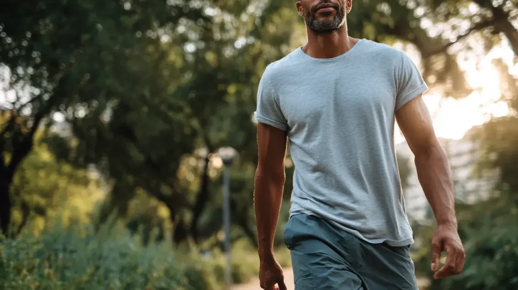 homme marche en forêt