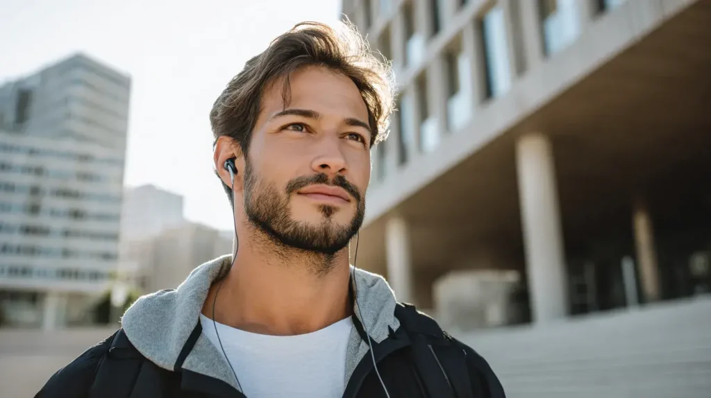 gomme avec ses écouteurs 