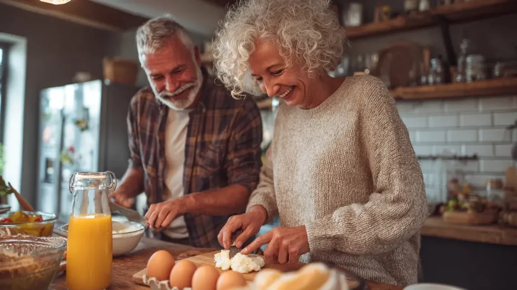 un couple cuisine ensemble