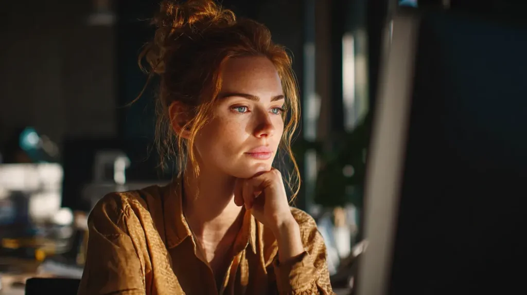 une femme travaille sur son ordinateur