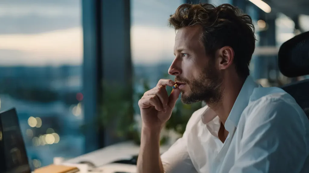 homme concentré grâce aux bienfaits de l'alpha-GPC sur la concentration