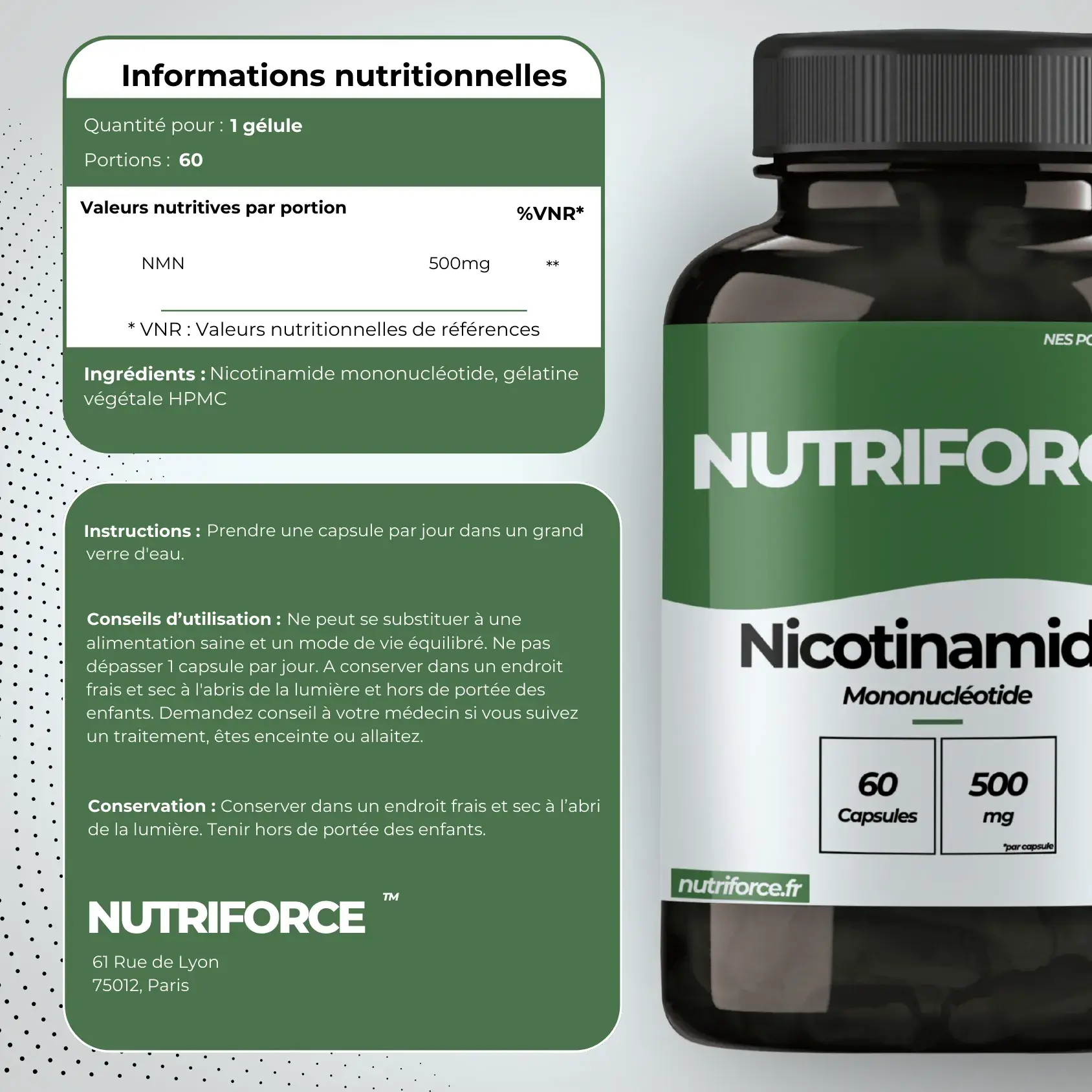 Nicotinamide mononucléotide dose, bienfaits, traçabilité
