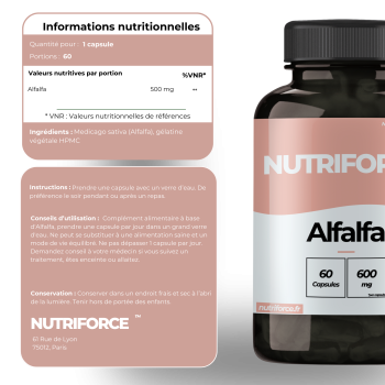 Alfalfa dose, bienfaits, traçabilité
