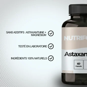 Bienfaits de l'astaxanthine complément alimentaire pharmaceutique qui a de nombreuses vertus