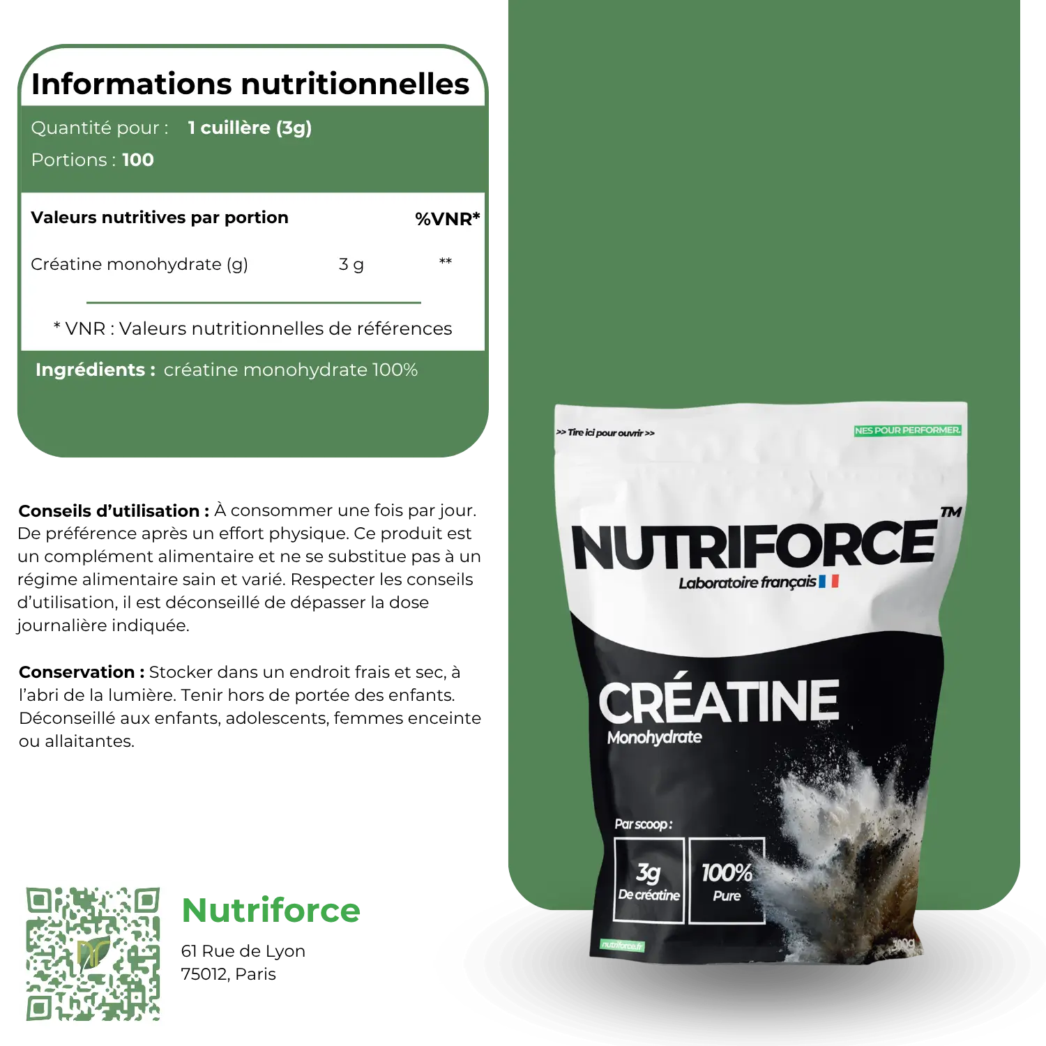 Composition créatine monohydrate