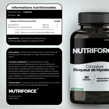 fiche nutritionnel de l'anti myostatine et bloqueur naturel de nutriforce