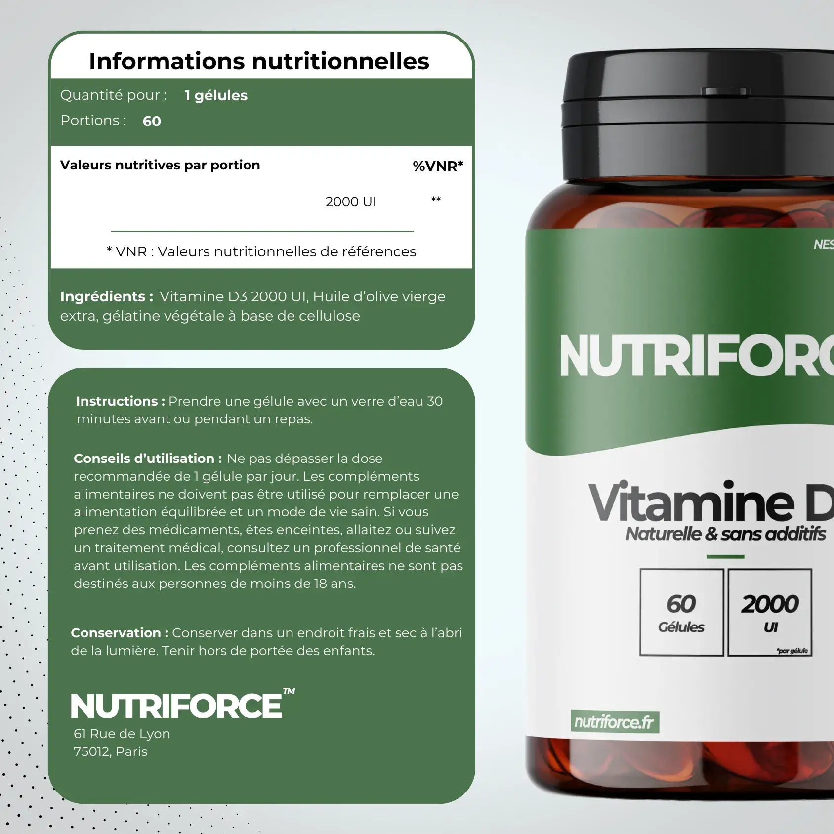 Vitamine D3, dose, bienfaits, traçabilité