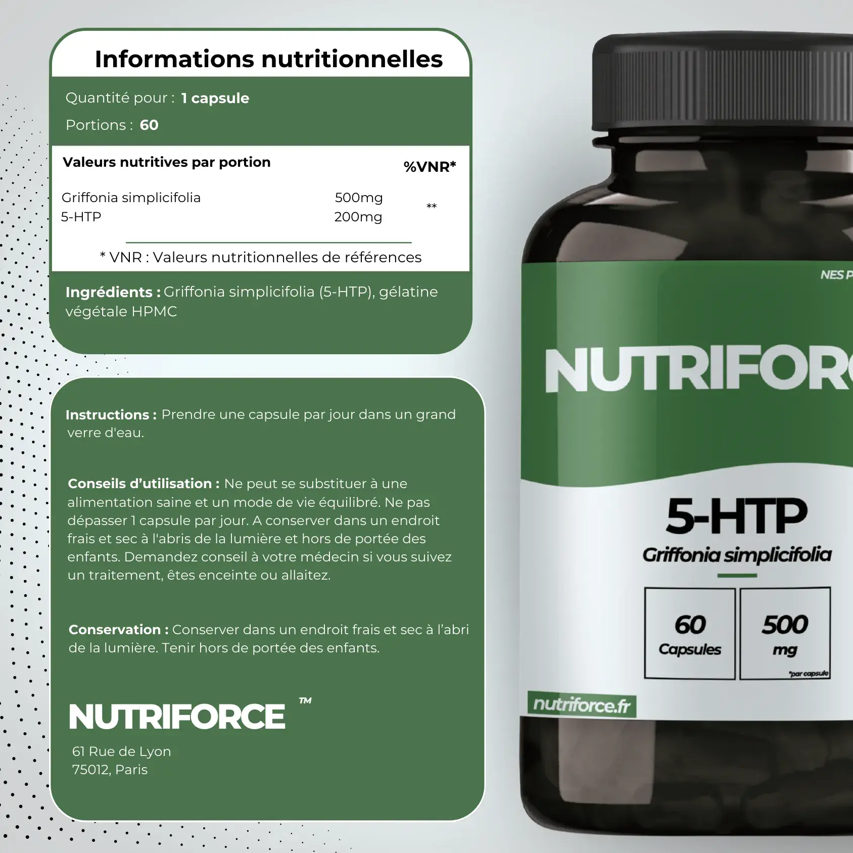 5-HTP grifonnia, simplicifonia, dose, bienfaits, traçabilité
