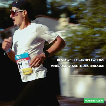 Collagène marin en gélules, bienfaits sur un homme qui court, sa masse musculaire est protégé