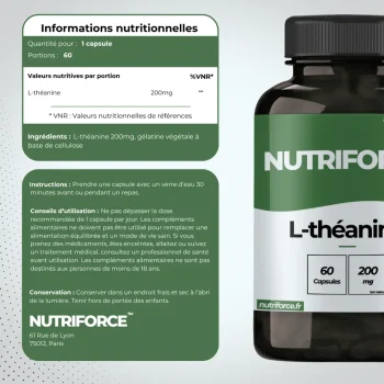 L-théanine pure et naturelle, valeur nutritionnelle
