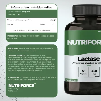 Lactase pur et naturel, valeur nutritionnelle, livraison et pharmacie
