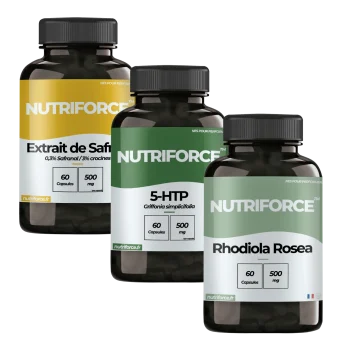 Pack sérotonine et humeur sous forme de gélules, bienfaits sérotonine, dose