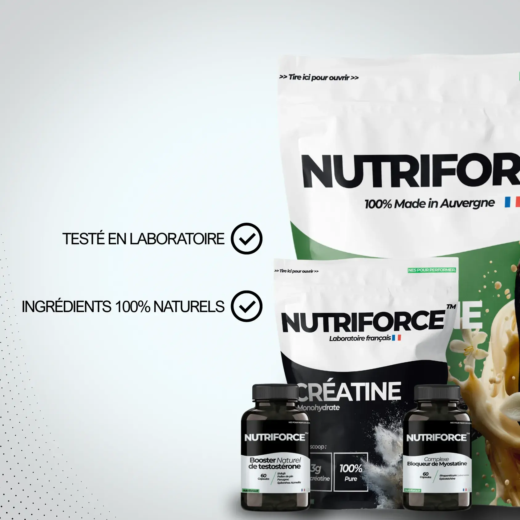 complément alimentaire du pack force nutriforce testé en laboratoire, pur et naturel